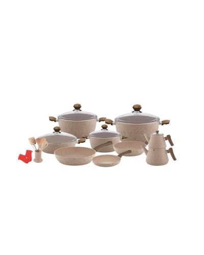 Qab-qacaq dəsti Öncü Granit SAAS-ONQZG24KR, qranit, krem, 24 parça