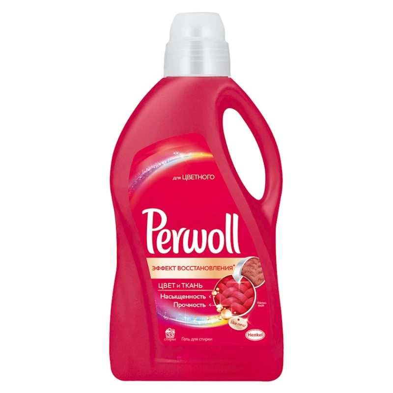 Гель для стирки Perwoll Эффект восстановления для цветного белья, автомат/ручная стирка, с отдушкой, 2 л, 33 стирки