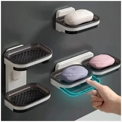 Двойная мыльница MA-GH173, пластик, белая/черная Двойная мыльница MA-GH173, пластик, белая/черная