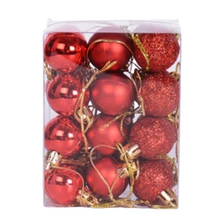 Şam ağacı oyuncaqları dəsti PR-1463, 24 əd, qırmızı