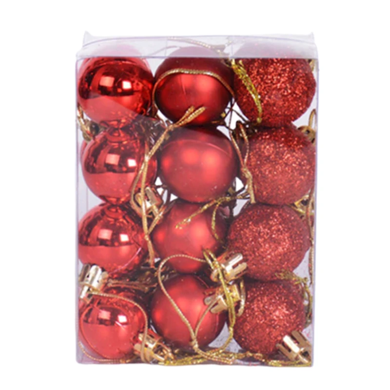 Набор елочных игрушек PR-1463, 24 шт, красный