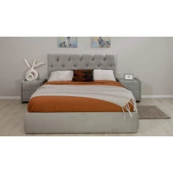 Двуспальная кровать Art_ikili_yataq (180) 12, ламинат, серая, 120x180x200 см