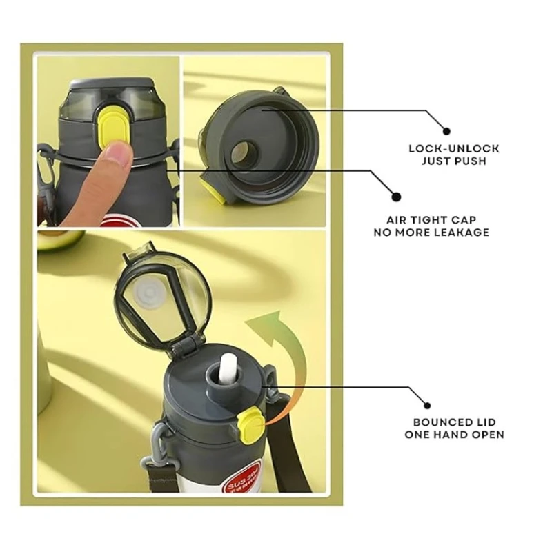 Термос с трубочкой, нержавеющая сталь, белый, 800 мл