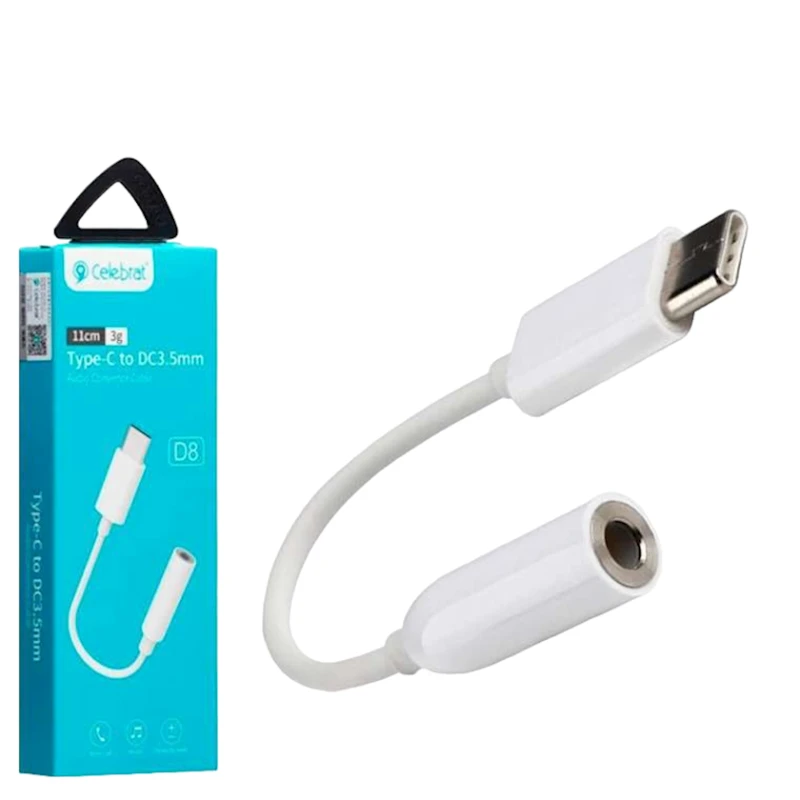 Ötürücü Celebrat D8 Type-C To 3.5 mm White
