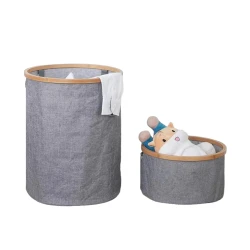 Корзина для белья Bi31 бамбук, серая, 2 шт Корзина для белья Bi31 бамбук, серая, 2 шт