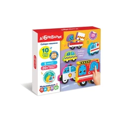 Игровой набор Азбукварик Музыкальные пазлы, Собери машинки, пластик, разноцветный