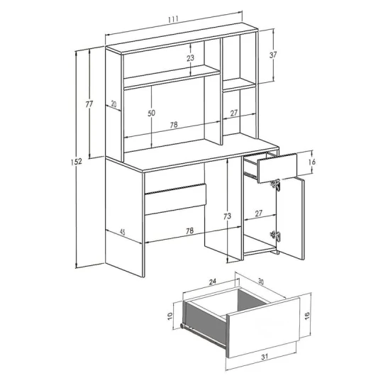 Письменный стол ev_12116281, ЛДСП, 152x45x111 см Письменный стол ev_12116281, ЛДСП, 152x45x111 см