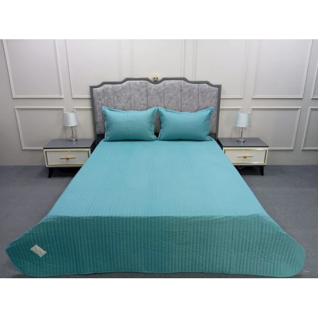Комплект покрывала и наволочки Pima Cotton ET-1496, 180x230/50x70 см, односпальный, бирюзовый