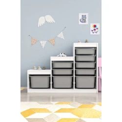 Шкаф для игрушек Pratico l40519, белый/серый, 29.6x93x132.3 см