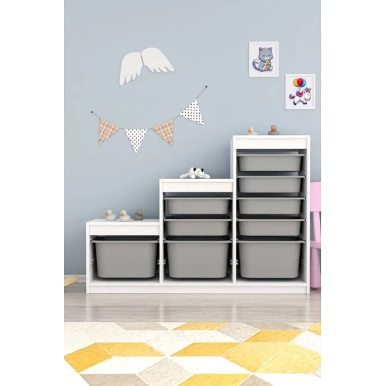 Шкаф для игрушек Pratico l40519, белый/серый, 29.6x93x132.3 см Шкаф для игрушек Pratico l40519, белый/серый, 29.6x93x132.3 см