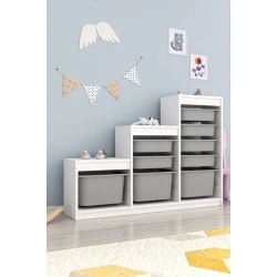 Шкаф для игрушек Pratico l40519, белый/серый, 29.6x93x132.3 см