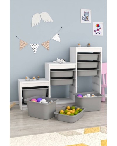 Oyuncaqlar üçün şkaf Pratico l40519, ağ/boz, 29.6x93x132.3 sm