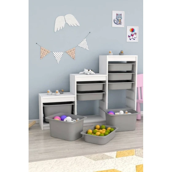 Шкаф для игрушек Pratico l40519, белый/серый, 29.6x93x132.3 см Шкаф для игрушек Pratico l40519, белый/серый, 29.6x93x132.3 см