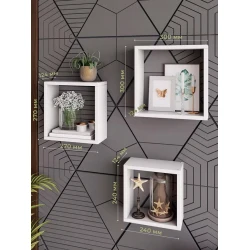 Набор настенных полок Art Mebel 126, ламинат, 3 шт, 30х30x9/27x27x9/24x24x9 см, белая Набор настенных полок Art Mebel 126, ламинат, 3 шт, 30х30x9/27x27x9/24x24x9 см, белая
