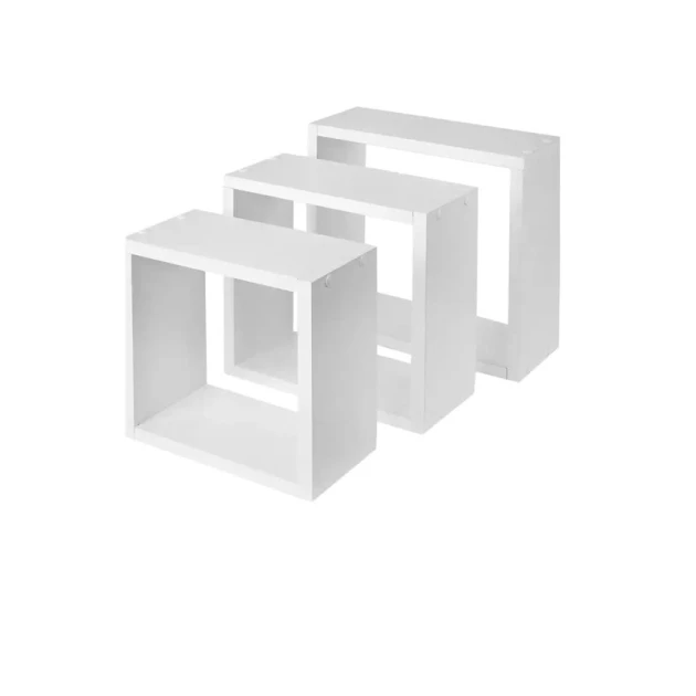 Набор настенных полок Art Mebel 126, ламинат, 3 шт, 30х30x9/27x27x9/24x24x9 см, белая Набор настенных полок Art Mebel 126, ламинат, 3 шт, 30х30x9/27x27x9/24x24x9 см, белая
