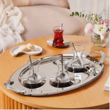 Çay dəsti Emsan Abbie, paslanmaz polad, gümüşü, 125 ml, 19 parça, 6 nəfərlik