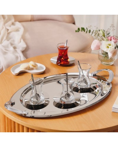 Çay dəsti Emsan Abbie, paslanmaz polad, gümüşü, 125 ml, 19 parça, 6 nəfərlik
