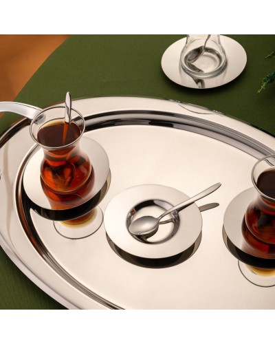 Çay dəsti Emsan Abbie, paslanmaz polad, gümüşü, 125 ml, 19 parça, 6 nəfərlik