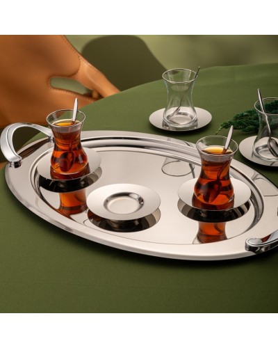 Çay dəsti Emsan Abbie, paslanmaz polad, gümüşü, 125 ml, 19 parça, 6 nəfərlik