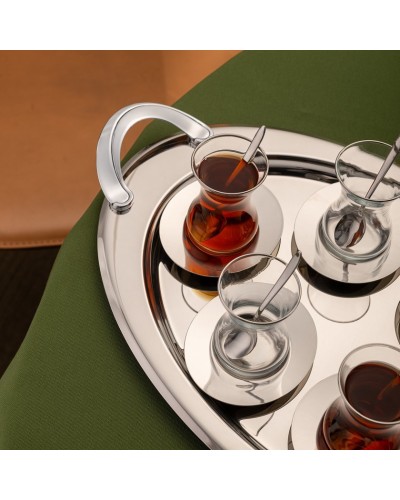 Çay dəsti Emsan Abbie, paslanmaz polad, gümüşü, 125 ml, 19 parça, 6 nəfərlik