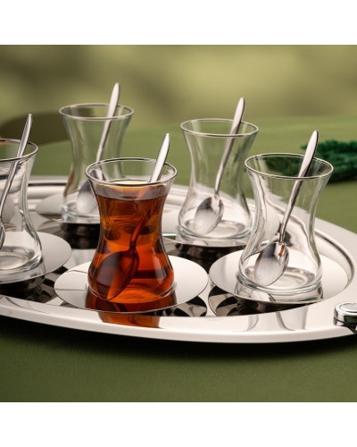 Çay dəsti Emsan Abbie, paslanmaz polad, gümüşü, 125 ml, 19 parça, 6 nəfərlik