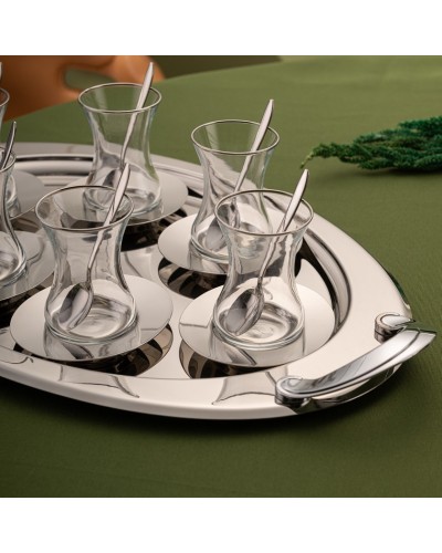 Çay dəsti Emsan Abbie, paslanmaz polad, gümüşü, 125 ml, 19 parça, 6 nəfərlik