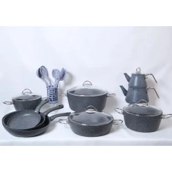 Набор посуды Oncu SHA-00002650, гранит, серый, 20/24/28/30 см, 24 шт Набор посуды Oncu SHA-00002650, гранит, серый, 20/24/28/30 см, 24 шт