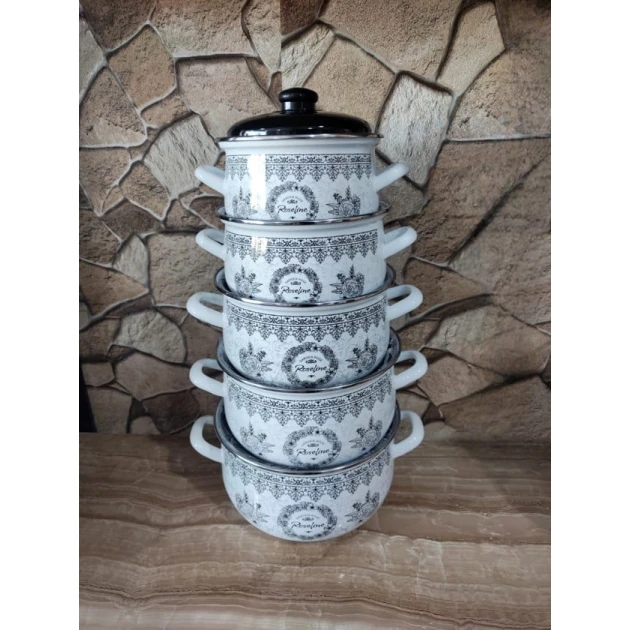 Набор кастрюль MiraNova SF-576, 5 шт, эмаль, белый