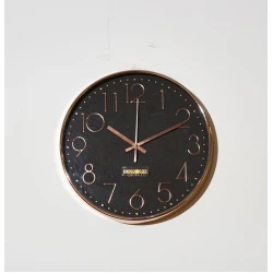 Divar saatı Hom-me 102908, metal/plastik/şüşə, qara/qızılı, 30x30 sm