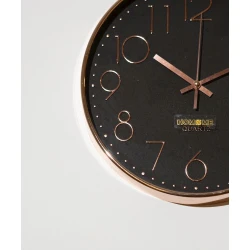 Divar saatı Hom-me 102908, metal/plastik/şüşə, qara/qızılı, 30x30 sm