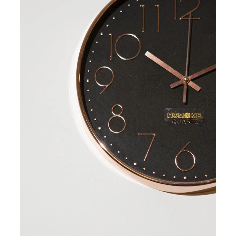 Divar saatı Hom-me 102908, metal/plastik/şüşə, qara/qızılı, 30x30 sm