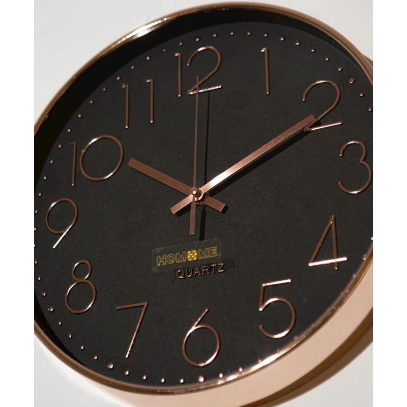 Divar saatı Hom-me 102908, metal/plastik/şüşə, qara/qızılı, 30x30 sm