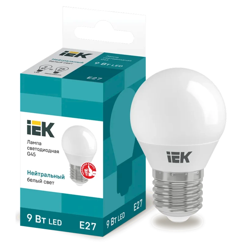 Светодиодная лампа IEK G45 E27 9W 4000K Светодиодная лампа IEK G45 E27 9W 4000K