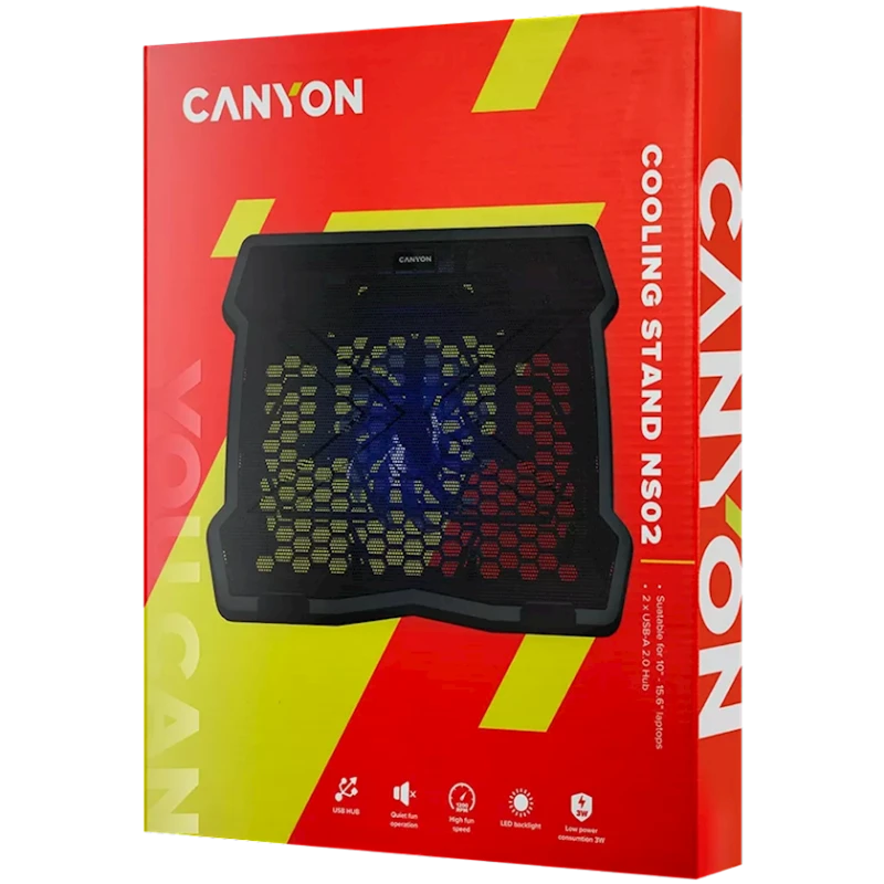 Подставка для ноутбука Canyon NS02 1xFan 2xUSB LED Black (CNE-HNS02) Подставка для ноутбука Canyon NS02 1xFan 2xUSB LED Black (CNE-HNS02)