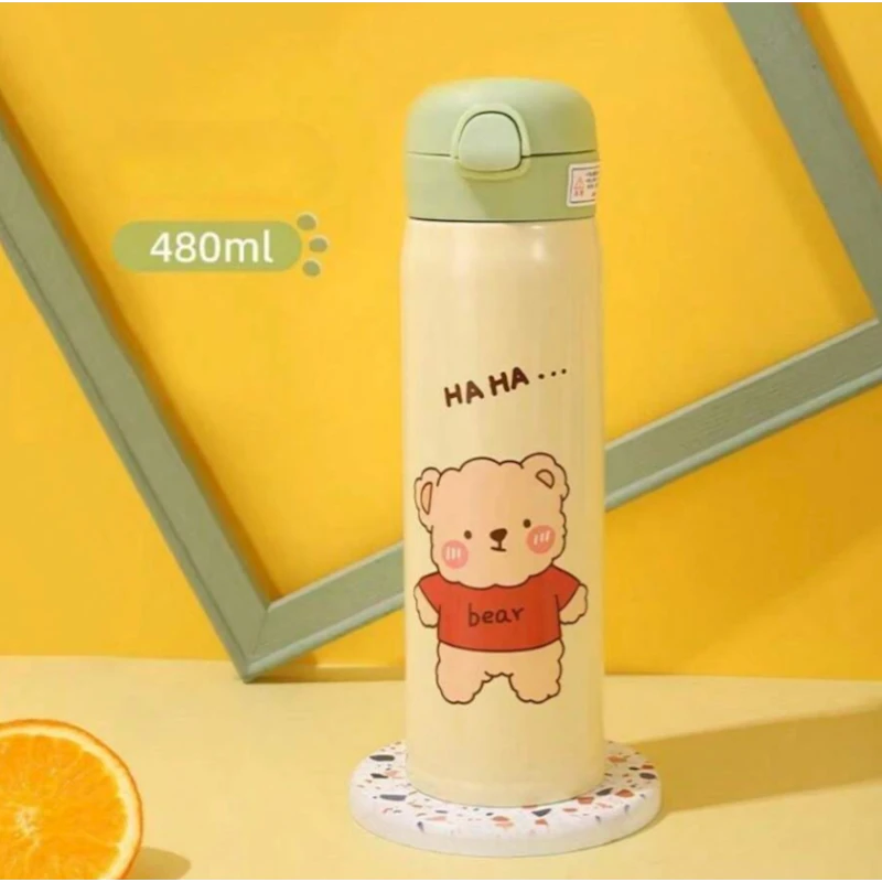 Su qabı Bear, 480 ml, paslanmayan polad, sarı