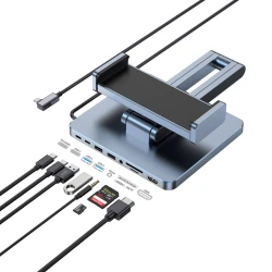 Держатель настольный для телефона и планшета Wiwu AH801 8-в-1 USB-C Hub Grey