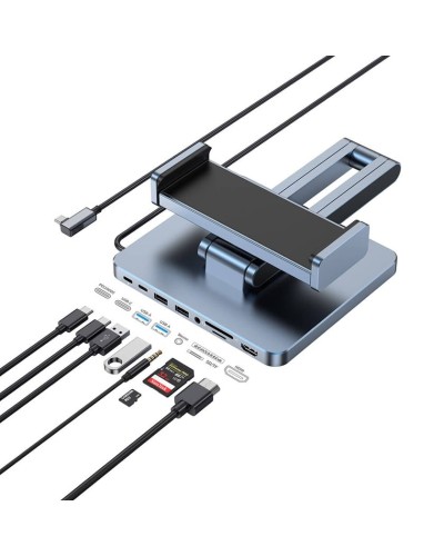 Telefon və planşet üçün masaüstü tutacaq Wiwu AH801 8-в-1 USB-C Hub Grey