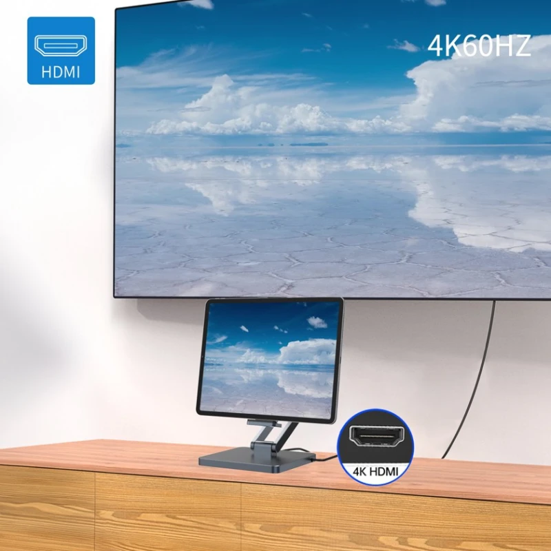 Держатель настольный для телефона и планшета Wiwu AH801 8-в-1 USB-C Hub Grey Держатель настольный для телефона и планшета Wiwu AH801 8-в-1 USB-C Hub Grey