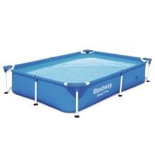 Hovuz Bestway Steel Pro 56401, uşaq üçün, karkas, düzbucaq, uzunluq 150 sm, eni 221 sm, hündürlüyü 43 sm, həcm 1200 l, göy/ağ