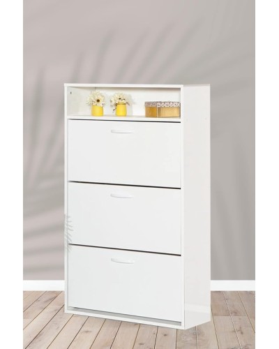 Ayaqqabı üçün tumba Art Mebel 14, laminat, ağ, 130x70x30 sm