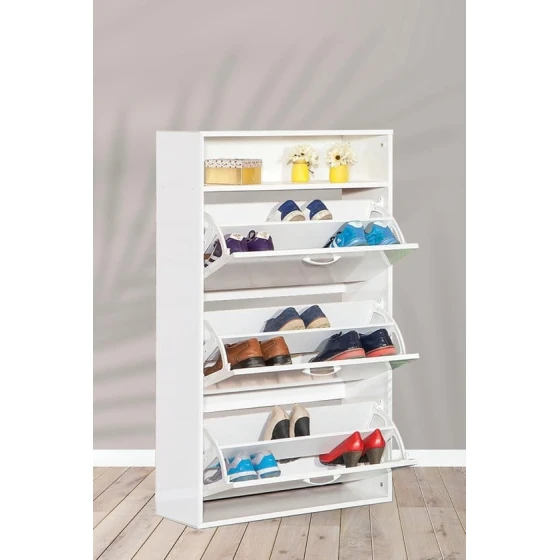 Тумба для обуви Art Mebel 14, ламинат, белая, 130х70х30 см Тумба для обуви Art Mebel 14, ламинат, белая, 130х70х30 см