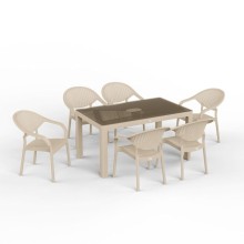 Bağ üçün mebel dəsti Florya Garden Cappuccino, masa ölçüsü 90x150 sm, stul ölçüsü 45x58x56x84 sm - Florya Garden 024