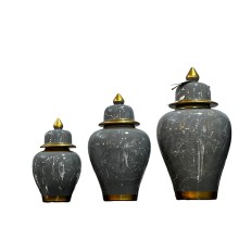 Dekorativ banka dəsti Bianco CO31, 3 əd, keramika, tünd boz/mərmər, 24x13 sm, 31x17 sm, 39x21 sm
