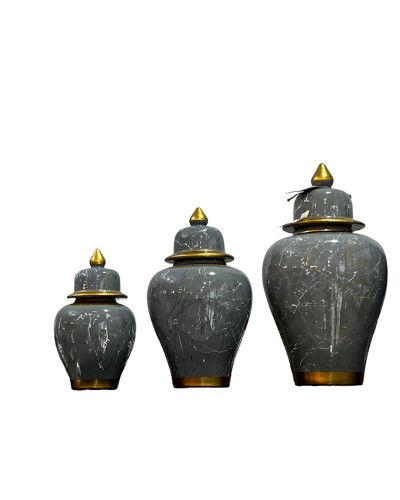 Dekorativ banka dəsti Bianco CO31, 3 əd, keramika, tünd boz/mərmər, 24x13 sm, 31x17 sm, 39x21 sm