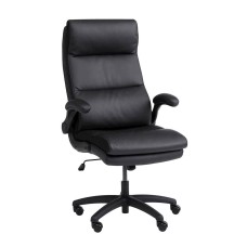 Ofis kreslosu JYSK Kastbjerg 3678802, süni dəri/polad, qara, 67x122/132x70 sm