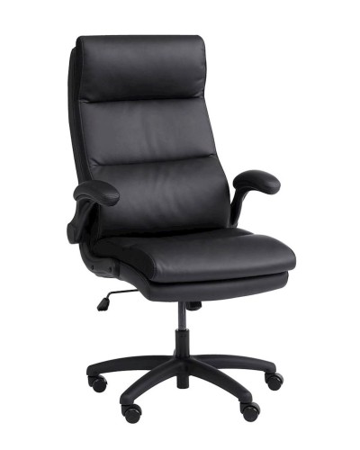 Ofis kreslosu JYSK Kastbjerg 3678802, süni dəri/polad, qara, 67x122/132x70 sm