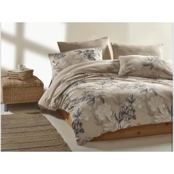 Комплект постельного белья Majoli Cotton SHA-00006111, простыня 240x260 см, пододеяльник 200x220 см, наволочка 50x70 см (2 шт), двуспальный, сатин, бежевый