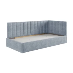 Односпальная кровать Art_tek_yataq (100) 66, ламинат/текстиль, серая, 200x85x100 см