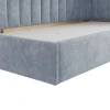 Односпальная кровать Art_tek_yataq (100) 66, ламинат/текстиль, серая, 200x85x100 см