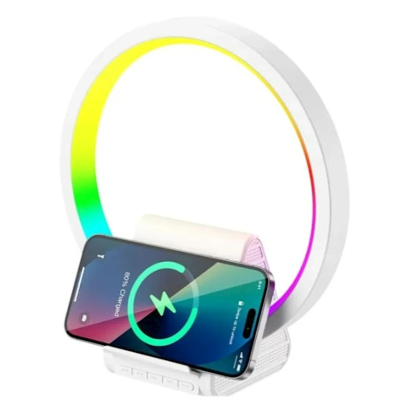 Беспроводное зарядное устройство-колонка с лампой Wiwu Wi-W021 White Беспроводное зарядное устройство-колонка с лампой Wiwu Wi-W021 White